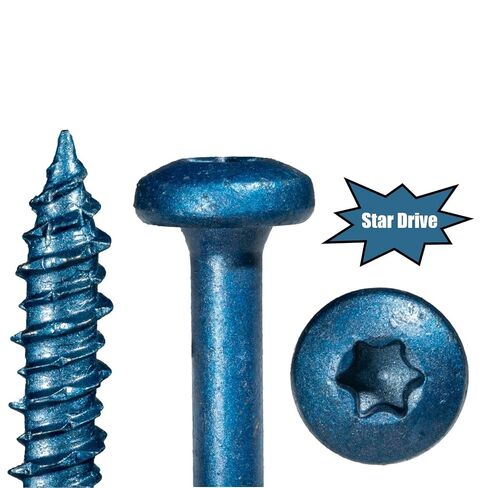 مسامير البناء ذات الرأس الأزرق Ruspert Star Drive من TorqueMaster، 100 قطعة - 3/16 بوصة × 1-3/4 بوصة، براغي بناء خرسانية، سطح خارجي مقاوم للصدأ ذاتي التنصت للطوب والأسمنت والخرسانة والخشب in Kuwait