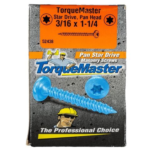 مسامير البناء ذات الرأس الأزرق Ruspert Star Drive من TorqueMaster، 100 قطعة - 3/16 بوصة × 1-3/4 بوصة، براغي بناء خرسانية، سطح خارجي مقاوم للصدأ ذاتي التنصت للطوب والأسمنت والخرسانة والخشب in Kuwait