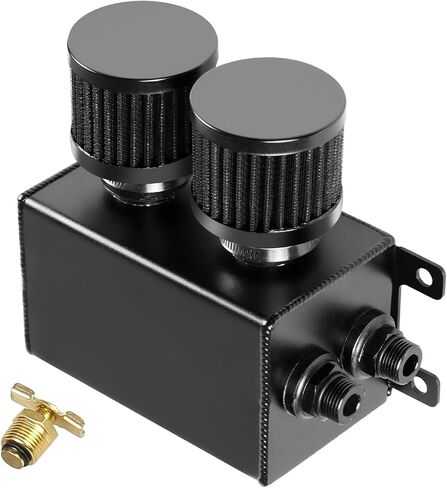 BHB 1.2L Universal Aluminium AN10 TWIN DUBLE DUAL FILTER OIL CANCH CAN CAN CANK مع مرشحين من مرشحات الهواء ، يمكن خزان خزان الخزان ، مجموعة أسود. in Kuwait