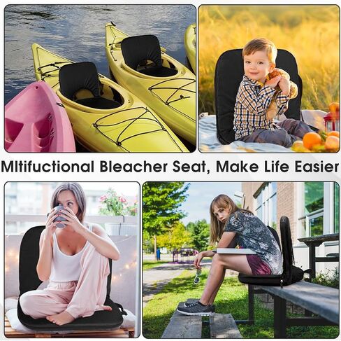 Stadium Seats Cushion for Bleachers with Strong Back Support, Folding Bleacher Seat with 20In Wide Cushion, 4LBS Lightweight, 6 Reclining Positions, Multifunctional Floor Chair for Indoor or Outdoor in Kuwait