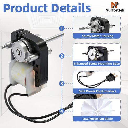 طقم استبدال محرك مروحة تهوية الحمام العالمي SM550 50CFM 120V 3000RPM متوافق مع Nutone Broan، Uppco يستبدل 65100 VFM100 C65878 والمزيد من النماذج in Kuwait