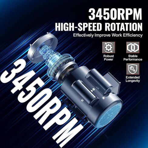 VEVOR 1.5HP Electric Motor 3450 RPM, AC 115V/230V, 56 Frame, Air Compressor Motor Single Phase, 5/8" Keyed Shaft, CW/CCW Rotation for Agricultural Machinery and General Equipment in Kuwait