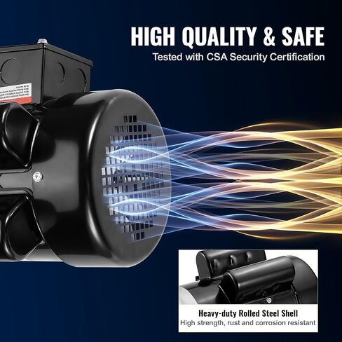 VEVOR 1.5HP Electric Motor 3450 RPM, AC 115V/230V, 56 Frame, Air Compressor Motor Single Phase, 5/8" Keyed Shaft, CW/CCW Rotation for Agricultural Machinery and General Equipment in Kuwait