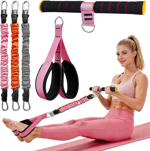 Durable Pedal Resistance Band with Padded Handle, Adjustable 20/30/40LBS Bands for Abdomen, Waist, Arm, Core/ABS, Legs, Glutes Workout - Sit Up Exercise Equipment Travel in Kuwait