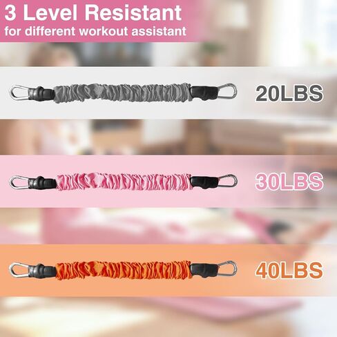 Durable Pedal Resistance Band with Padded Handle, Adjustable 20/30/40LBS Bands for Abdomen, Waist, Arm, Core/ABS, Legs, Glutes Workout - Sit Up Exercise Equipment Travel in Kuwait