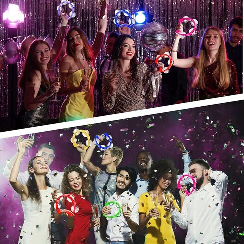6 Pack Colorful Tambourine for Kids Adult Plastic Handheld Tambourine Musical Instruments with 4 Metal Jingles for Classroom, Preschool, Family Band and Party Supplies in Kuwait
