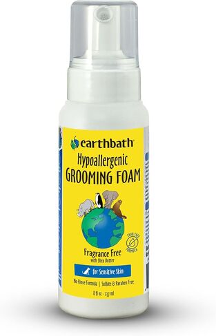 earthbath, Waterless Dog Grooming Foam - Fragrance Free Dog Shampoo for Allergies, Itching, No Water Needed, Rub On and Towel Off, Made in USA - 8 oz in Saudi Arabia
