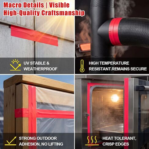 Treela 6 Rolls Construction Seaming Tape 2.4 in x 180 ft Epoxy Resin Tape Red Sheathing High Temperature Vapor Barrier Tapes for House Wrap Crafts Electronic Heating Foam Board River Tables in Kuwait