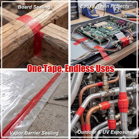 Treela 6 Rolls Construction Seaming Tape 2.4 in x 180 ft Epoxy Resin Tape Red Sheathing High Temperature Vapor Barrier Tapes for House Wrap Crafts Electronic Heating Foam Board River Tables in Kuwait