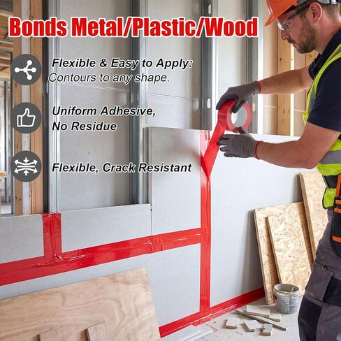 Treela 6 Rolls Construction Seaming Tape 2.4 in x 180 ft Epoxy Resin Tape Red Sheathing High Temperature Vapor Barrier Tapes for House Wrap Crafts Electronic Heating Foam Board River Tables in Kuwait