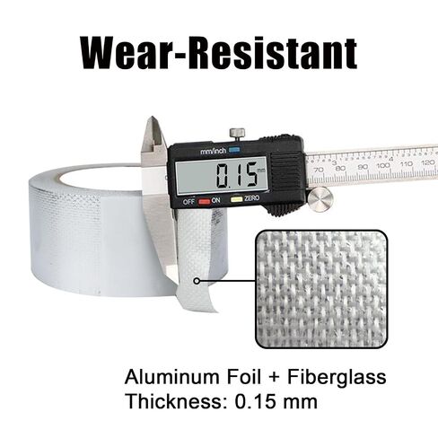 Aluminum Foil Tape 2 inch x 82 ft, Aluminum Fiberglass HVAC Tape, Self-Adhesive Heat Resistant Foil Tape for Ductwork, Dryer Vent, AC, Pipe Sealing & Patching (Silver) in Kuwait