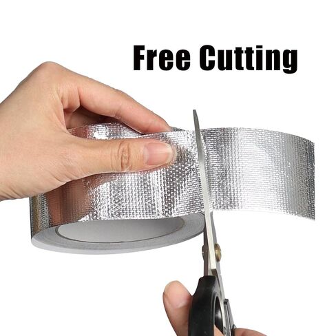 Aluminum Foil Tape 2 inch x 82 ft, Aluminum Fiberglass HVAC Tape, Self-Adhesive Heat Resistant Foil Tape for Ductwork, Dryer Vent, AC, Pipe Sealing & Patching (Silver) in Kuwait