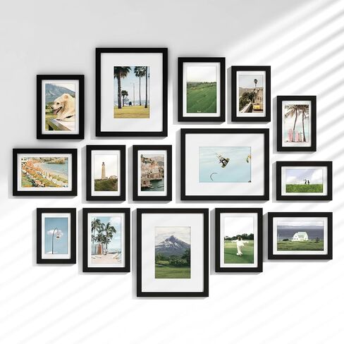 15 حزمة إطارات الصورة ديكور الجدار الكولاج ، إطار معرض مجموعة لتثبيت الجدار أو شاشة الطاولة ، أحجام متعددة بما في ذلك 3pcs 8x10 ، 6pcs 5x7 ، 6pcs 4x6 ، البلوط in Kuwait