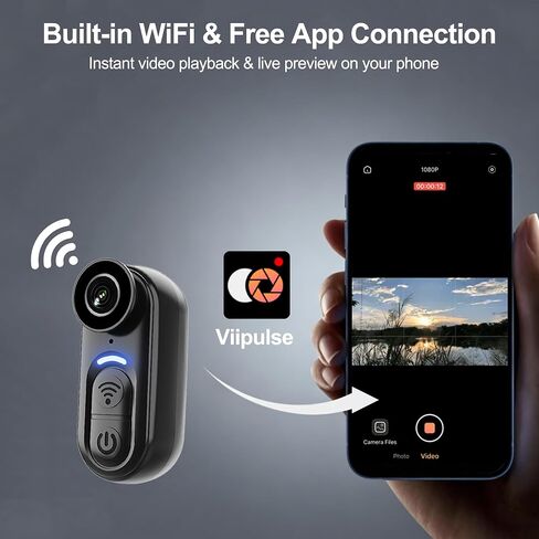 4K Mini Body Action Cameras POV Cam, 64GB Sports Camera with Audio Video Recording, WiFi Magnetic Wearable IPX5 Waterproof Thumb Cams with Stabilization for Motorcycle Vlogging Cycling Hiking Working in Kuwait