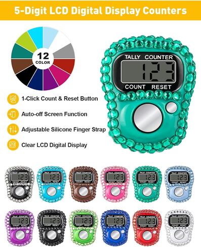 Electronic Finger Counter, Electronic Digital Display, Rhinestones Hand Tally Clicker Counter, Digital Handheld Tally Counter for Golf, Goods Counting, Lap, Knitting in Kuwait