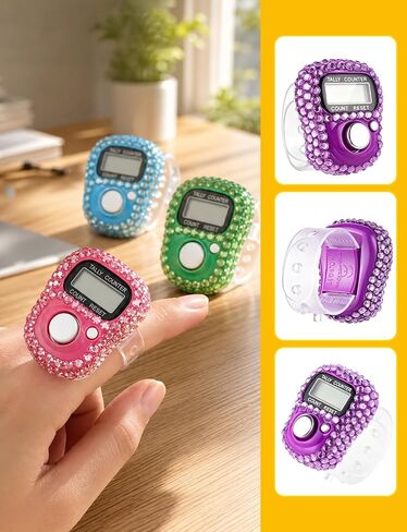 Electronic Finger Counter, Electronic Digital Display, Rhinestones Hand Tally Clicker Counter, Digital Handheld Tally Counter for Golf, Goods Counting, Lap, Knitting in Kuwait