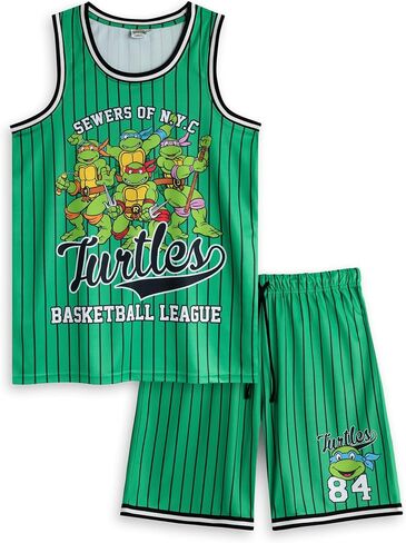 Teenage Mutant Ninja Turtles Mens Green Basketball Set | 2 Piece Turtles Basketball League Outfit | Sports Apparel in Kuwait