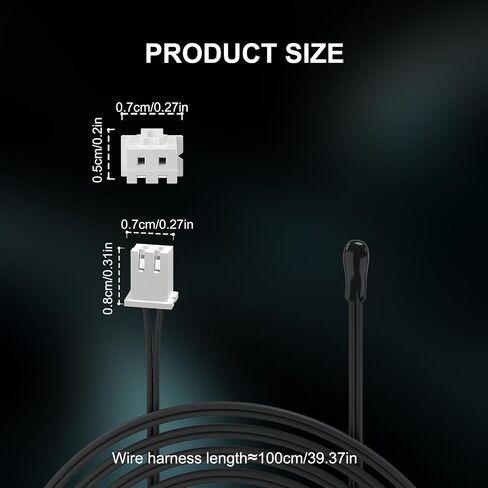 DROK 10K Temperature Sensor Probe 5pcs, 1 Meter Waterproof Epoxy Resin NTC Temp Sensor Probe for Various Water Dispensers, Air Conditioners, Refrigerators, Freezers, Water Heaters, Dishwashers in Kuwait