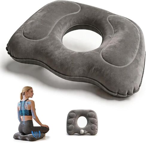 Inflatable Donut Cushion, Inflatable Seat Cushion for Tailbone Pain, Donut Pillow for Hemorrhoid Relief, Portable Travel Seat Cushion for Air Travel in Kuwait