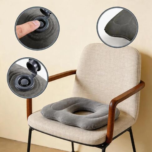 Inflatable Donut Cushion, Inflatable Seat Cushion for Tailbone Pain, Donut Pillow for Hemorrhoid Relief, Portable Travel Seat Cushion for Air Travel in Kuwait