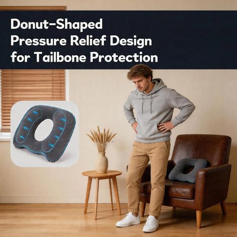 Inflatable Donut Cushion, Inflatable Seat Cushion for Tailbone Pain, Donut Pillow for Hemorrhoid Relief, Portable Travel Seat Cushion for Air Travel in Kuwait