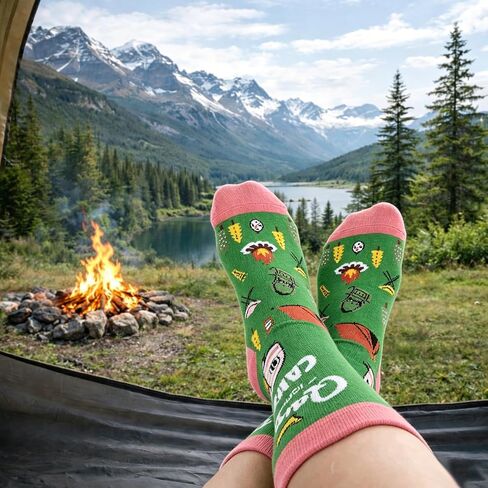 Camping Socks for Women - Camping Gifts for Women, Camping Essentials for Women, Queen of The Camper Socks, Funny Camper Gifts for Women, Hiking Gifts for Women Socks, Festival Hiking Essentials in Kuwait