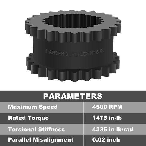 8J اقتران إدراج EPDM المطاط العنكبوت (8JE) التصميم الصلب، 2-1 / 2 "طول، 5-1/16" OD، 1475 رطل عزم الدوران، 4500 دورة في الدقيقة in Kuwait