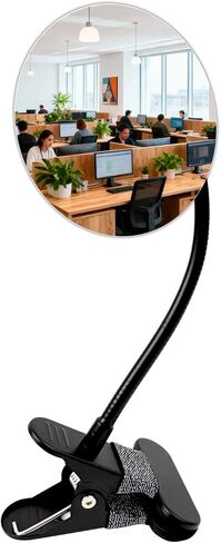 3.54-inch Clip-On Security Mirror Convex Partition Mirror for Personal Safety and Security Desktop Rearview Monitor, Suitable for Offices and Warehouses in Kuwait