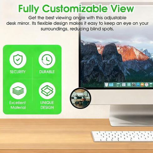2 Pack Stick On Office Cubicle Mirror - Adjustable Wide Angle Convex Security Mirror for Computer Monitor, See Behind You for Desk Safety & Blind Spots in Kuwait