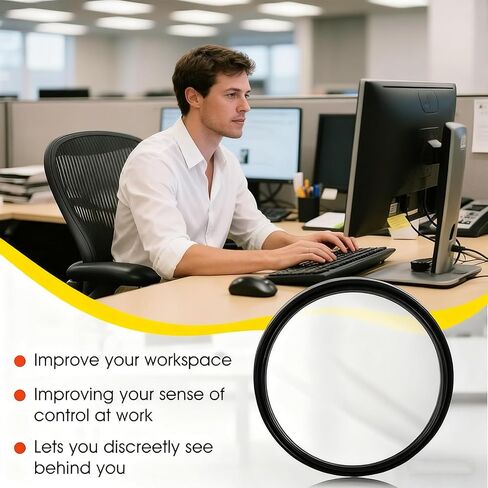 2 Pack Stick On Office Cubicle Mirror - Adjustable Wide Angle Convex Security Mirror for Computer Monitor, See Behind You for Desk Safety & Blind Spots in Kuwait