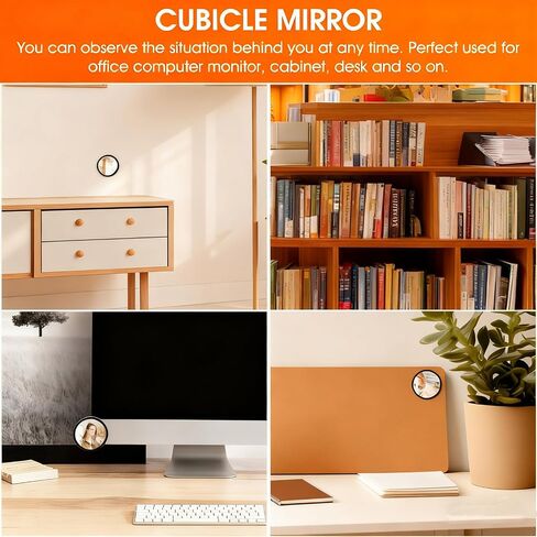 2 Pack Stick On Office Cubicle Mirror - Adjustable Wide Angle Convex Security Mirror for Computer Monitor, See Behind You for Desk Safety & Blind Spots in Kuwait