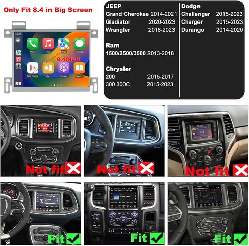for Jeep Grand Cherokee Radio 2014-2021, for Dodge RAM 1500/2500/3500 2014-2018, for Dodge Challenger Charger Durango Radio 2011-2023, 8.4 in Touch Screen Car Stereo, Wireless Carplay, GPS Navigation in Saudi Arabia