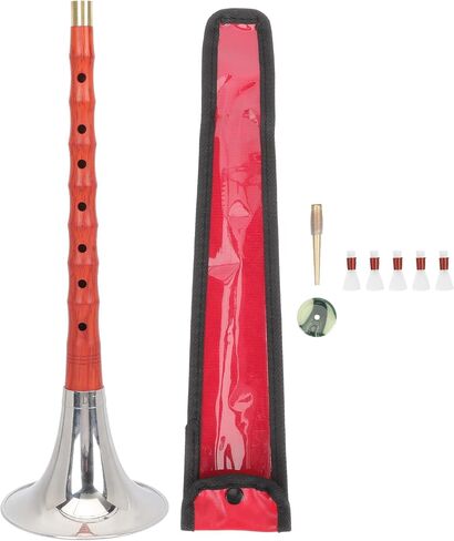 Toyvian Professional Suona Instrument in D Key with Rosewood Body and Protective Case Traditional Chinese Woodwind Musical Instrument Set with Reed and Air Chamber for Folk Random Color in Kuwait