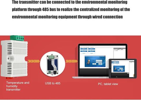 TH300R SHT31 DIN Rail Temperature Humidity Transmitter Module RS485 DC12V in Kuwait
