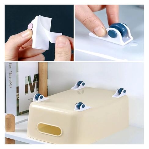 4/8pcs Stickable Wheels Household Furniture Casters Storage Box Rollers Trash Can Rollers Storage Box Basket Moving Small Wheels(4pcs Pink) in Saudi Arabia