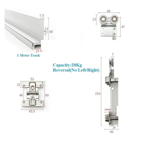 1Set Bi-fold Sliding Door Hanging Wheel Hinge Bottom Floor Trackless for Closet Door in Kuwait