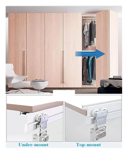 1Set Bi-fold Sliding Door Hanging Wheel Hinge Bottom Floor Trackless for Closet Door in Kuwait