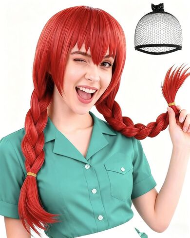 CAP HAIR CAP+Red Red Braide Braide for Anime Cosplay Women Wig Bage Bag for Cortume Halloween Party in Kuwait