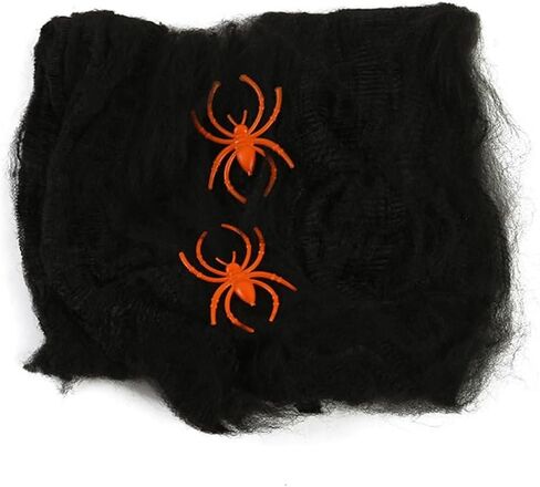 Halloween Haunted Decoration Supplies Cobweb Spider with Spider Colored Cotton (Black) in Kuwait