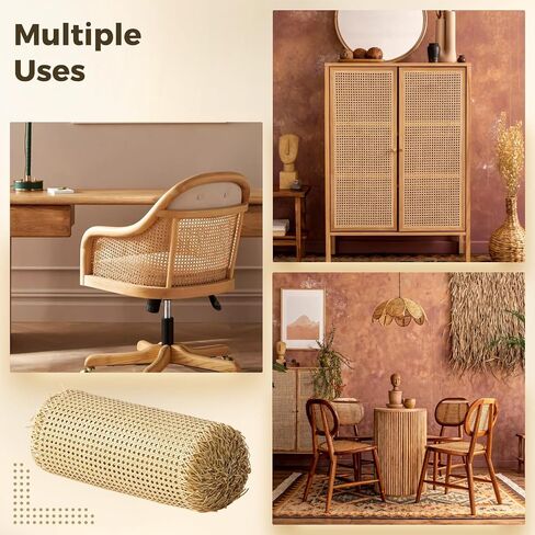 لفة حزام قصب الروطان، نسيج بلاستيكي من الروطان الصناعي لمشاريع DIY، 15.75 بوصة × 78.74 بوصة، مواد حرفية متعددة الاستخدامات لتزيين الأثاث، وأقسام الغرف، والتصميمات الفنية in Kuwait