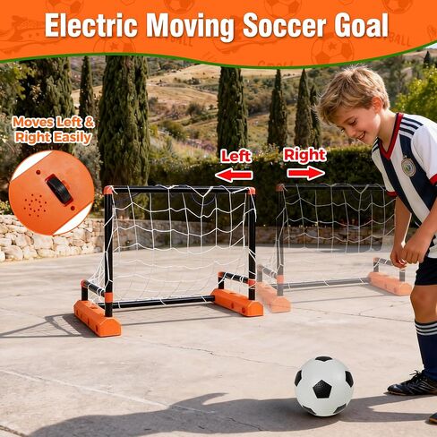 Motorized Moving Soccer Goal for Kids Ages 3-10 – Indoor/Outdoor Interactive Toy with Electric Sliding Goal, Active Play, Christmas Stocking Stuffers in Kuwait