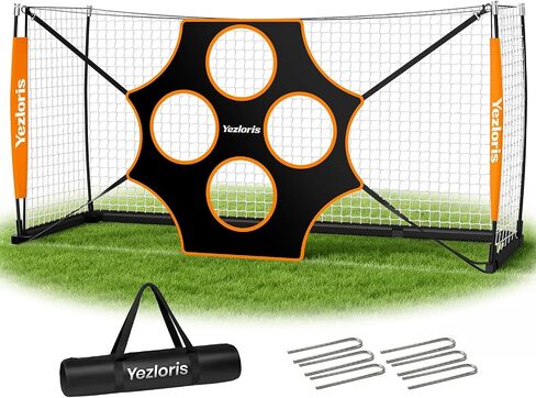 12x6 FT Soccer Goal with Precision Target, Soccer Goal for Backyard & Outdoor Training, Heavy-Duty 30mm Frame, Anti-Tear Netting, Foldable Base, Carry Bag Included in Kuwait