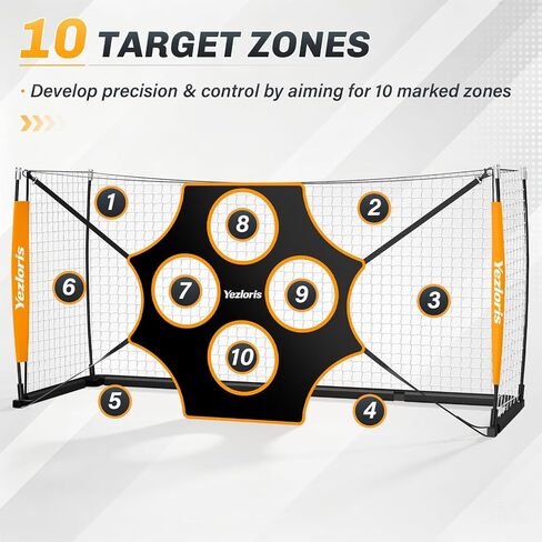 12x6 FT Soccer Goal with Precision Target, Soccer Goal for Backyard & Outdoor Training, Heavy-Duty 30mm Frame, Anti-Tear Netting, Foldable Base, Carry Bag Included in Kuwait