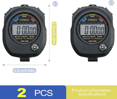 2 Pack Digital Stopwatch Timer, Large Display Stop Watch with Date Alarm, 1/100s Accuracy Stopwatches for Coaches, Kids Sports, Referee & Fitness Training in Saudi Arabia