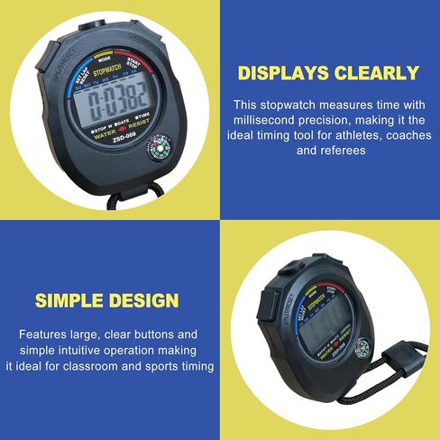2 Pack Digital Stopwatch Timer, Large Display Stop Watch with Date Alarm, 1/100s Accuracy Stopwatches for Coaches, Kids Sports, Referee & Fitness Training in Saudi Arabia