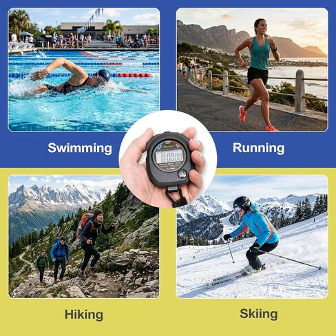 2 Pack Digital Stopwatch Timer, Large Display Stop Watch with Date Alarm, 1/100s Accuracy Stopwatches for Coaches, Kids Sports, Referee & Fitness Training in Saudi Arabia