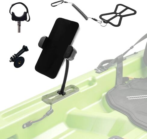 Universal Marine Boat Phone Mount for Action Camera, Kayak Phone Holder with Flexible Gooseneck, Anti-Lost Lanyard, 360 Adjustable Phone Cradle for Fishing Boats, Canoe in Saudi Arabia