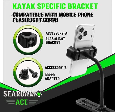 Universal Marine Boat Phone Mount for Action Camera, Kayak Phone Holder with Flexible Gooseneck, Anti-Lost Lanyard, 360 Adjustable Phone Cradle for Fishing Boats, Canoe in Saudi Arabia