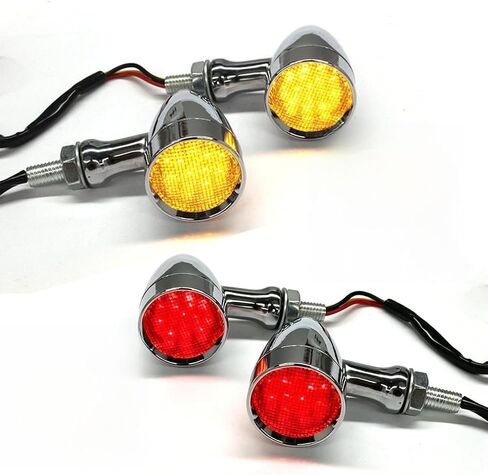 DREAMIZER 4pcs LED Motorcycle Amber Red Front Rear Brake Turn Signal Light Blinker Driving Tail Light Compatible With Sportster 883 Street bike Dirt bike Cruiser and chopper in Saudi Arabia
