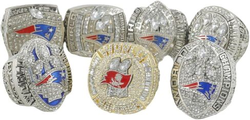 Rare Legacy New England Rugby 2001 03 04 14 16 18 2020TB 7Times 12# Championship Ring Set- High-Level Transparent Sandalbox Silver Plated • Museum-Grade Replica Display Adult in Kuwait